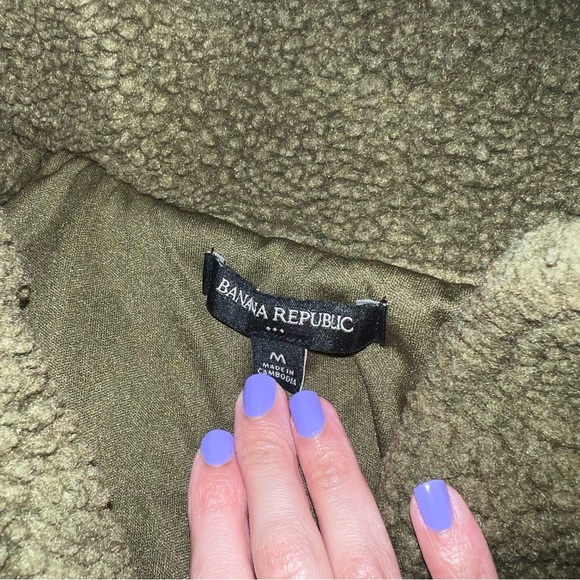 Banana Republic Factory Green Open Front Sherpa Teddy Jacket - Picture 4 of 12